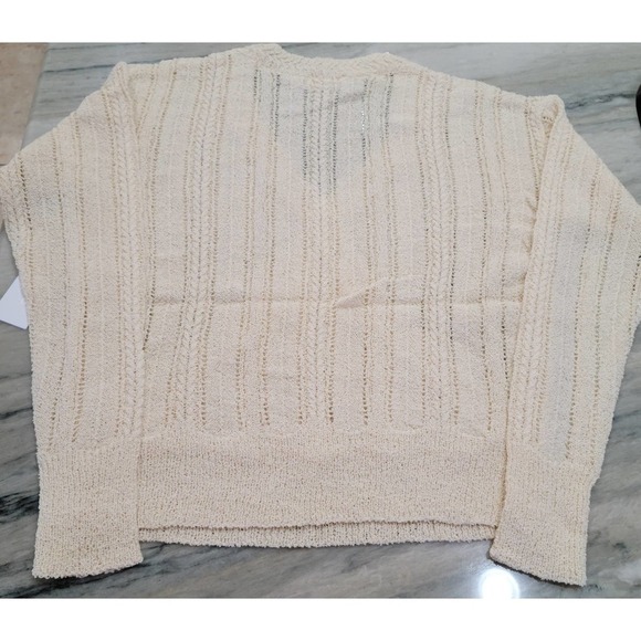 ASTR The Label Wrap Front Pointelle Knit Sweater Cream Large - Picture 9 of 13